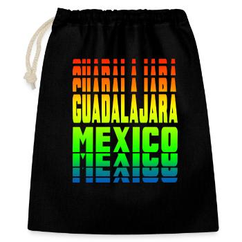 Guadalajara Mexiko Regenbogen Design - Geschenkbeutel aus Baumwolle (40 x 50 cm) - Schwarz - Vorne