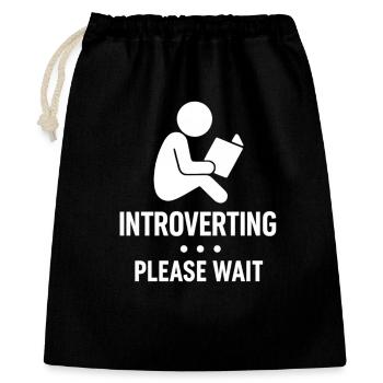 Introverting – Bitte Warten Shirt - Geschenkbeutel aus Baumwolle (40 x 50 cm) - Schwarz - Vorne
