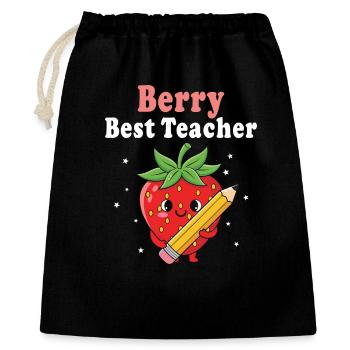 Berry Bester Lehrer Grundschullehrer - Geschenkbeutel aus Baumwolle (40 x 50 cm) - Schwarz - Vorne