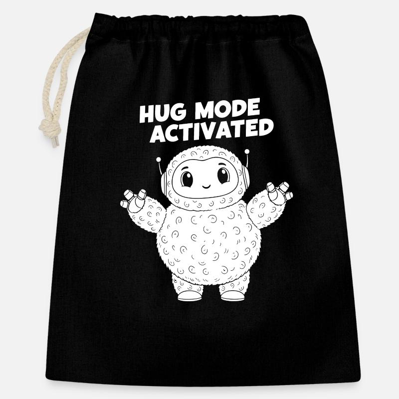 Hug Mode Activates Cuddly Creature Illustration - Gift Bag 40 x 50 cm - black