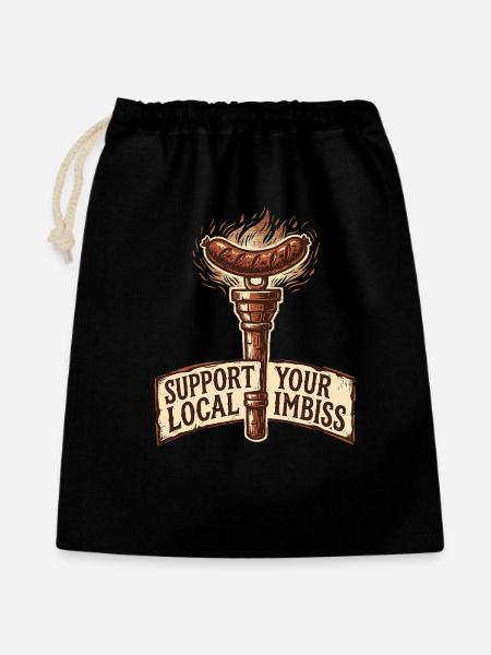 Support Imbiss Wurst - Geschenkbeutel aus Baumwolle (40 x 50 cm) - Schwarz
