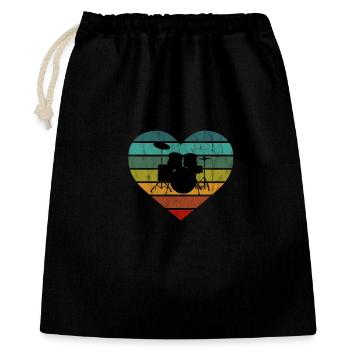 I love drums and drums retro heart - Gift Bag 40 x 50 cm - black - Front