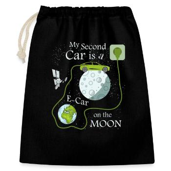 E-car on the moon - Gift Bag 40 x 50 cm - black - Front