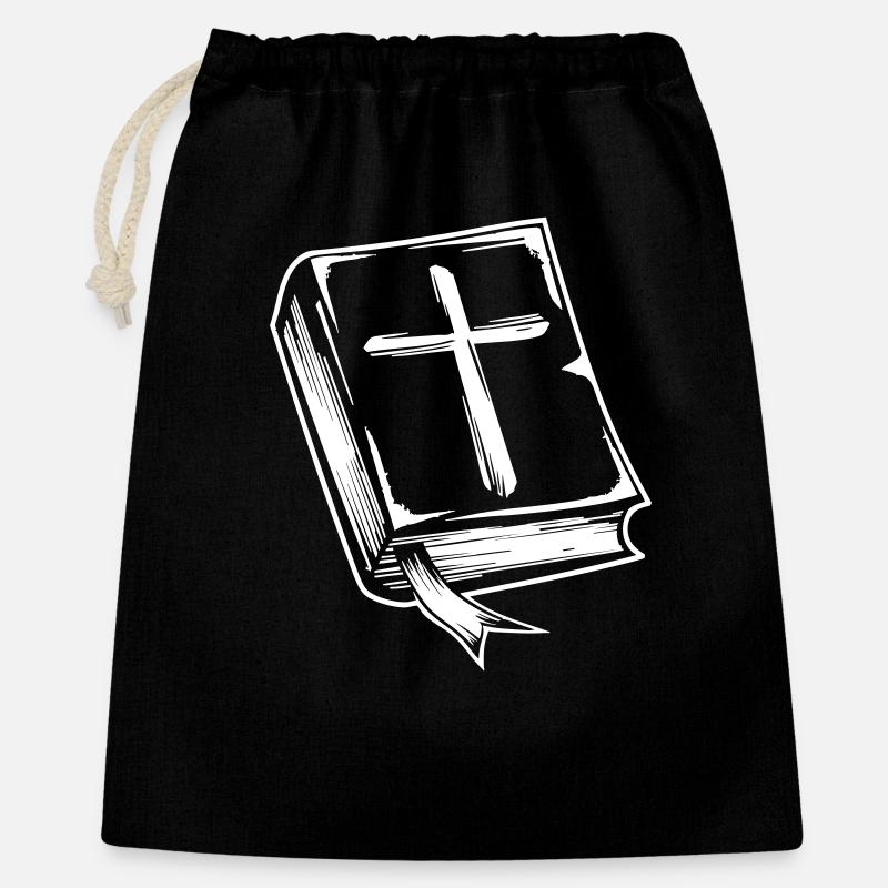 Bible avec motif de croix - Sac cadeau 40 x 50 cm - noir