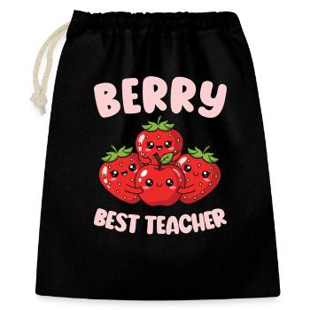 Berry Bester Lehrer Grundschullehrer - Geschenkbeutel aus Baumwolle (40 x 50 cm) - Schwarz - Vorne
