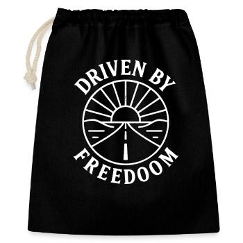 Driven by Freedom - Geschenkbeutel aus Baumwolle (40 x 50 cm) - Schwarz - Vorne