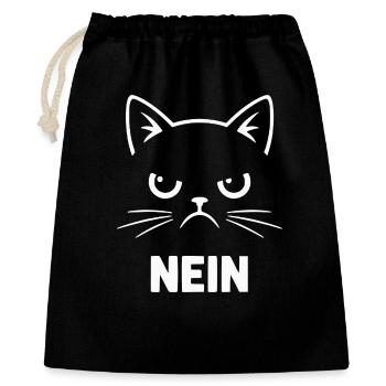 Nein Katzenkopf Illustration - Geschenkbeutel aus Baumwolle (40 x 50 cm) - Schwarz - Vorne