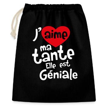J’aime ma tante Elle est Géniale - Sac cadeau 40 x 50 cm - noir - Devant