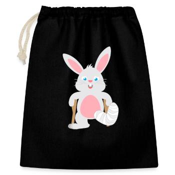 Kindershirt Hase mit Gipsbein Tiershirt Hase - Geschenkbeutel aus Baumwolle (40 x 50 cm) - Schwarz - Vorne