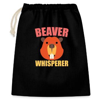 Biber-Flüsterer - Geschenkbeutel aus Baumwolle (40 x 50 cm) - Schwarz - Vorne