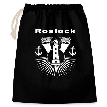 Rostock Leuchtturm Greif - Geschenkbeutel aus Baumwolle (40 x 50 cm) - Schwarz - Vorne