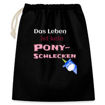 Das Leben ist kein Ponyschlecken pink - Geschenkbeutel aus Baumwolle (40 x 50 cm) - Schwarz - Vorne