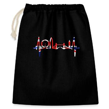 London Herzschlag Skyline England Herz Union Jack - Geschenkbeutel aus Baumwolle (40 x 50 cm) - Schwarz - Vorne