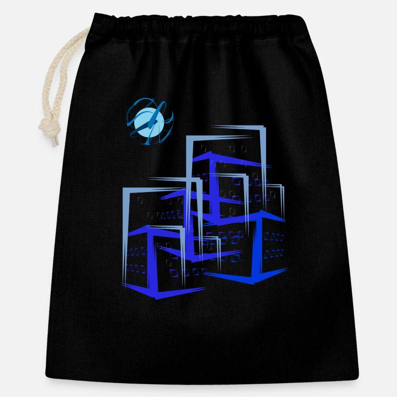 Gebäude Wohnung Häuser - Geschenkbeutel aus Baumwolle (40 x 50 cm) - Schwarz