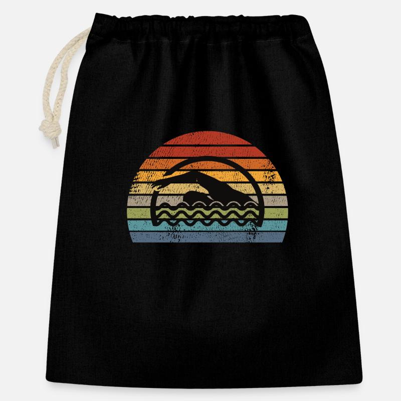 Nageur nageur rétro - Sac cadeau 40 x 50 cm - noir