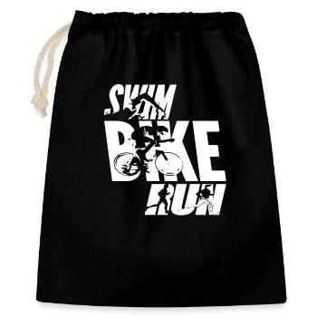 Swim Bike Run - Geschenkbeutel aus Baumwolle (40 x 50 cm) - Schwarz - Vorne
