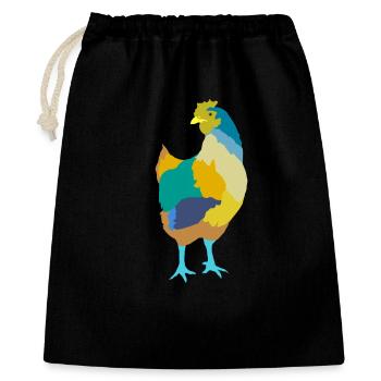 Huhn - Geschenkbeutel aus Baumwolle (40 x 50 cm) - Schwarz - Vorne