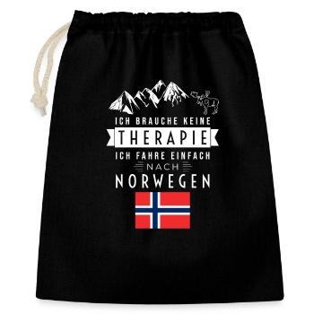 Ich brauche keine Therapie Norwegen Spruch - Geschenkbeutel aus Baumwolle (40 x 50 cm) - Schwarz - Vorne
