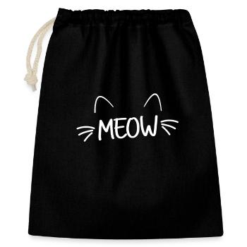 Katze Katzenmotiv Meow Katzenbesitzer - Geschenkbeutel aus Baumwolle (40 x 50 cm) - Schwarz - Vorne