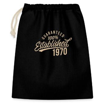 1970 Geburtstag Garantiert 100% - Geschenkbeutel aus Baumwolle (40 x 50 cm) - Schwarz - Vorne