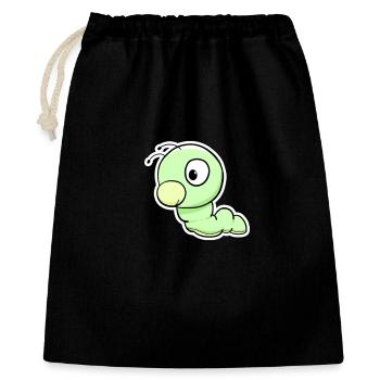 Grüner Wurm Cartoon - Geschenkbeutel aus Baumwolle (40 x 50 cm) - Schwarz - Vorne