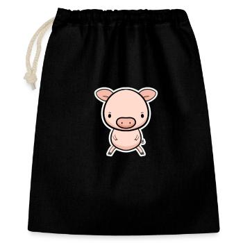 Schweinchen Cartoon - Geschenkbeutel aus Baumwolle (40 x 50 cm) - Schwarz - Vorne