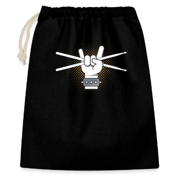 Drummer Schlagzeuger - Rock and Roll Faust Sticks - Geschenkbeutel aus Baumwolle (40 x 50 cm) - Schwarz - Vorne