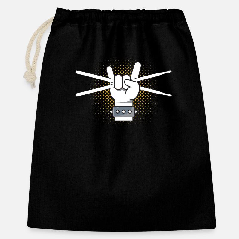 Batteur batteur - bâtons de poing rock and roll - Sac cadeau 40 x 50 cm - noir