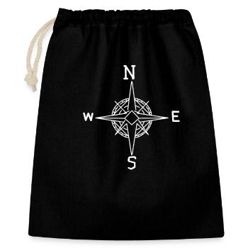 Rose des Vents Nautique Maritime Mer Côte Direction - Sac cadeau 40 x 50 cm - noir - Devant