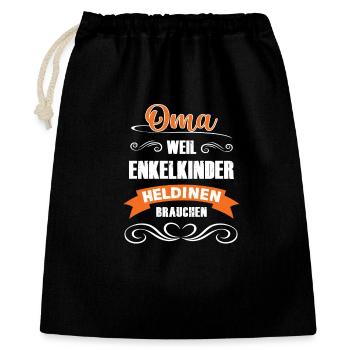 Oma Wächst Enkelkinder Heldinnen - Geschenkbeutel aus Baumwolle (40 x 50 cm) - Schwarz - Vorne