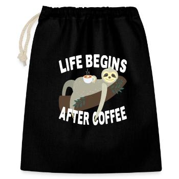 Life Begins After Coffee Sloth Tired Office Coffee - Gift Bag 40 x 50 cm - black - Front