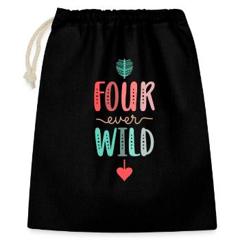 Four Ever Wild 4th Birthday Gift Girl - Gift Bag 40 x 50 cm - black - Front