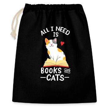 Bücher Katzen - Geschenkbeutel aus Baumwolle (40 x 50 cm) - Schwarz - Vorne
