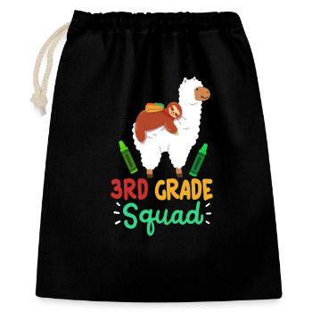 3. Klasse Lama Faultier Schulanfang - Geschenkbeutel aus Baumwolle (40 x 50 cm) - Schwarz - Vorne