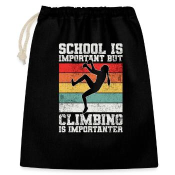 Kletterin Kletterer Bouldern - Geschenkbeutel aus Baumwolle (40 x 50 cm) - Schwarz - Vorne