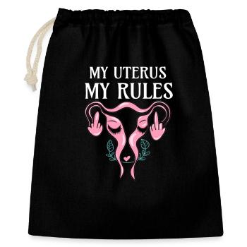 Utérus du majeur - My Uterus My Rules - Sac cadeau 40 x 50 cm - noir - Devant