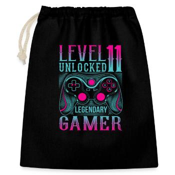 11. Geburtstag Level 11 Gamer Gaming Zocken - Geschenkbeutel aus Baumwolle (40 x 50 cm) - Schwarz - Vorne