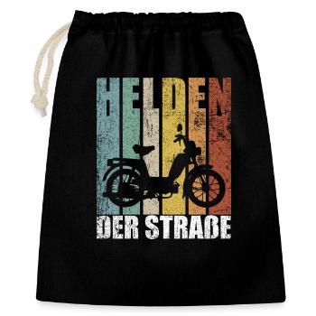 Helden der Straße Mofa 25 Kmh Mofafahrer Moped - Geschenkbeutel aus Baumwolle (40 x 50 cm) - Schwarz - Vorne