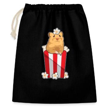 Hamster Popcorn - Geschenkbeutel aus Baumwolle (40 x 50 cm) - Schwarz - Vorne