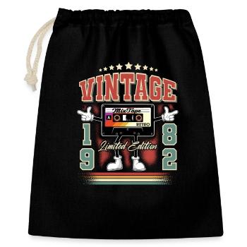 1982 Année de naissance Cassette vintage - Sac cadeau 40 x 50 cm - noir - Devant