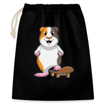 Meerschweinchen Skater Skateboard - Geschenkbeutel aus Baumwolle (40 x 50 cm) - Schwarz - Vorne