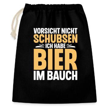 Bier Spruch Lustig Saufen - Geschenkbeutel aus Baumwolle (40 x 50 cm) - Schwarz - Vorne