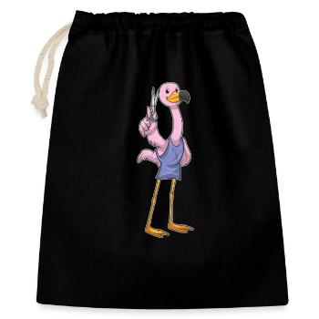 Flamingo Friseur Schere - Geschenkbeutel aus Baumwolle (40 x 50 cm) - Schwarz - Vorne