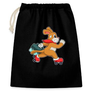 Hund Rollschuhfahren Rollschuhe - Geschenkbeutel aus Baumwolle (40 x 50 cm) - Schwarz - Vorne