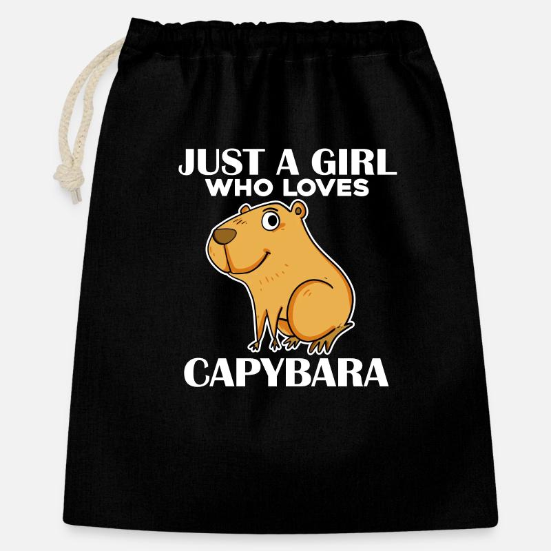 Capybara Girl Dicton - Sac cadeau 40 x 50 cm - noir