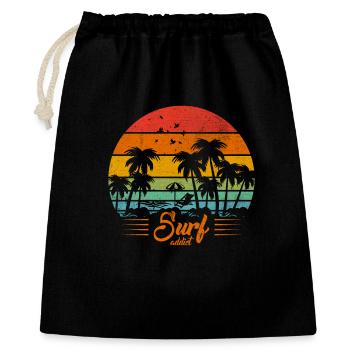 Surfsüchtig - Geschenkbeutel aus Baumwolle (40 x 50 cm) - Schwarz - Vorne