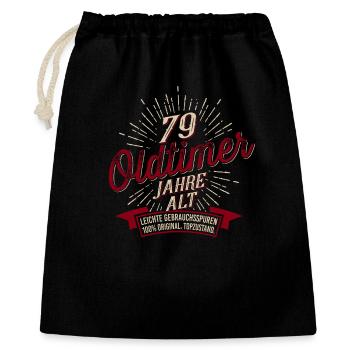 79. Geburtstag Oldtimer - Geschenkbeutel aus Baumwolle (40 x 50 cm) - Schwarz - Vorne