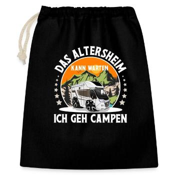 Camping Camper Campen Oma Opa - Geschenkbeutel aus Baumwolle (40 x 50 cm) - Schwarz - Vorne