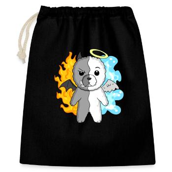 Chien Bichon Frise - Ange et Diable - Sac cadeau 40 x 50 cm - noir - Devant