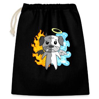 Dog Pug - Angel and Devil - Gift Bag 40 x 50 cm - black - Front